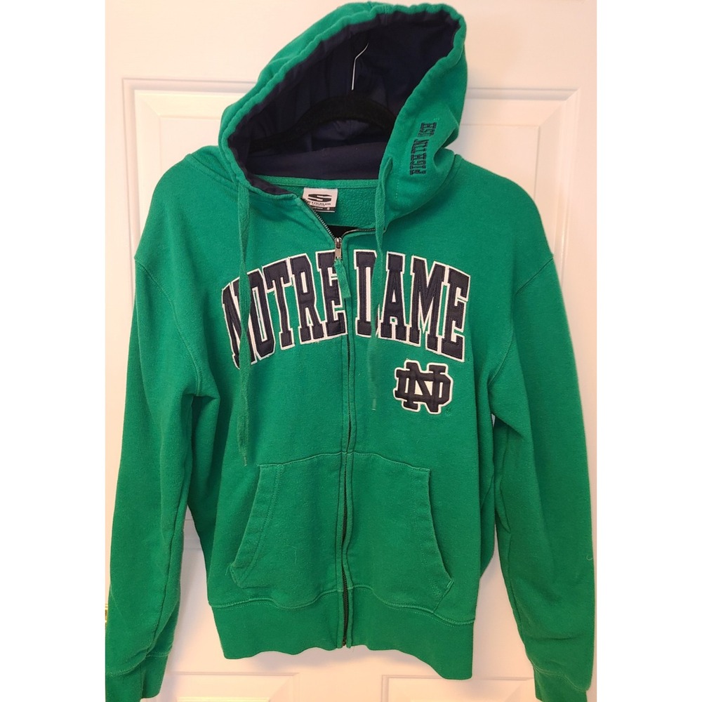 Stadium Athletics Notre Dame Women Sm Hoodie Green‎ Full Zip Long Sleeve